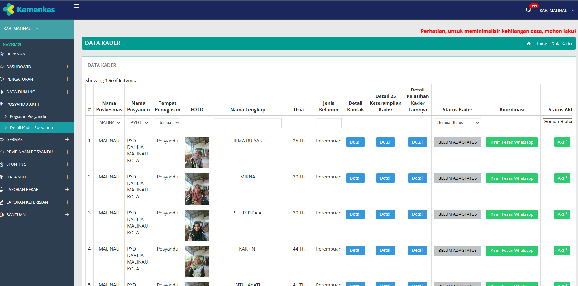 Pengigisan Data Posyandu